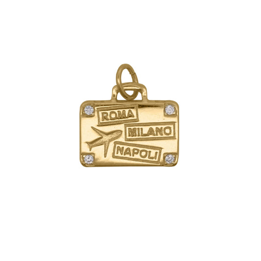 Charm Bar Rue Des Mille argento dorato valigia con zirconi MISURA UNICA