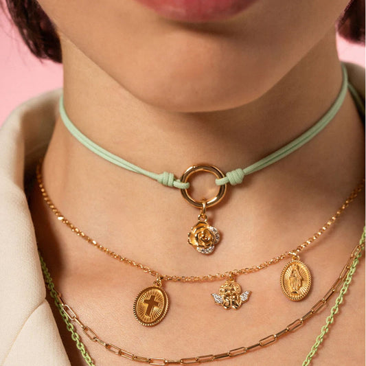 Charm Bar Rue Des Mille argento dorato a rosa con zirconi MISURA UNICA
