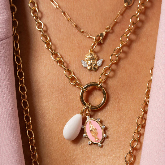 Charm Bar Rue Des Mille argento dorato ad angelo con zirconi MISURA UNICA