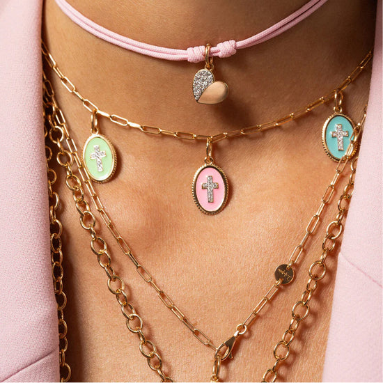 Charm Bar Rue Des Mille in argento smalto turchese e croce MISURA UNICA
