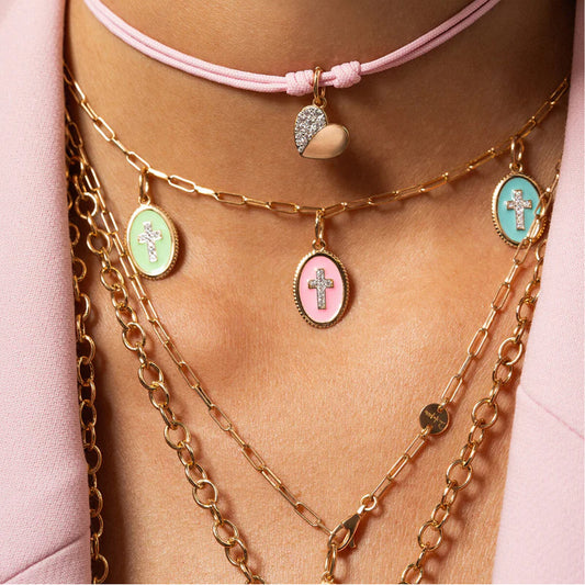 Charm Bar Rue Des Mille in argento smalto turchese e croce MISURA UNICA