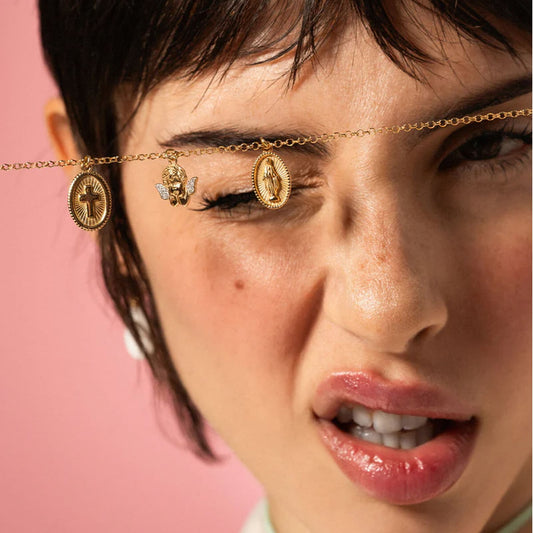 Charm Bar Rue Des Mille argento dorato ovale con Madonna MISURA UNICA