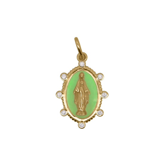 Charm Bar Rue Des Mille argento smaltato verde Madonna MISURA UNICA