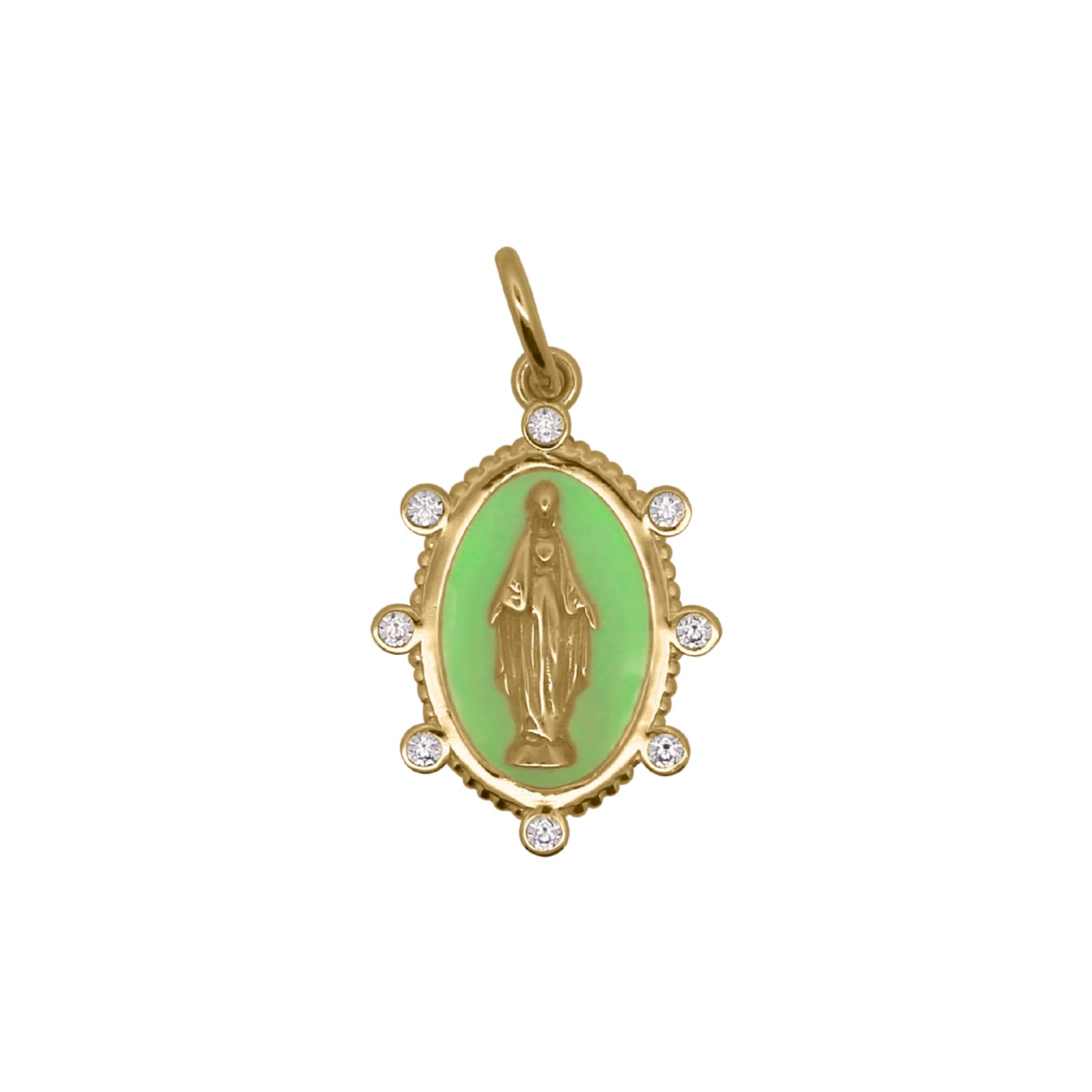 Charm Bar Rue Des Mille argento smaltato verde Madonna MISURA UNICA