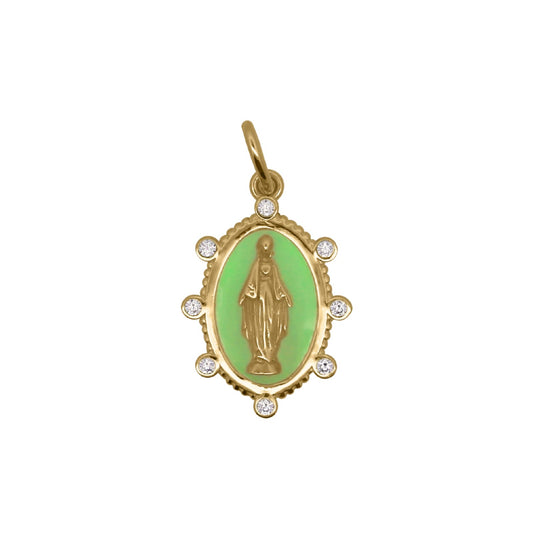 Charm Bar Rue Des Mille argento smaltato verde Madonna MISURA UNICA