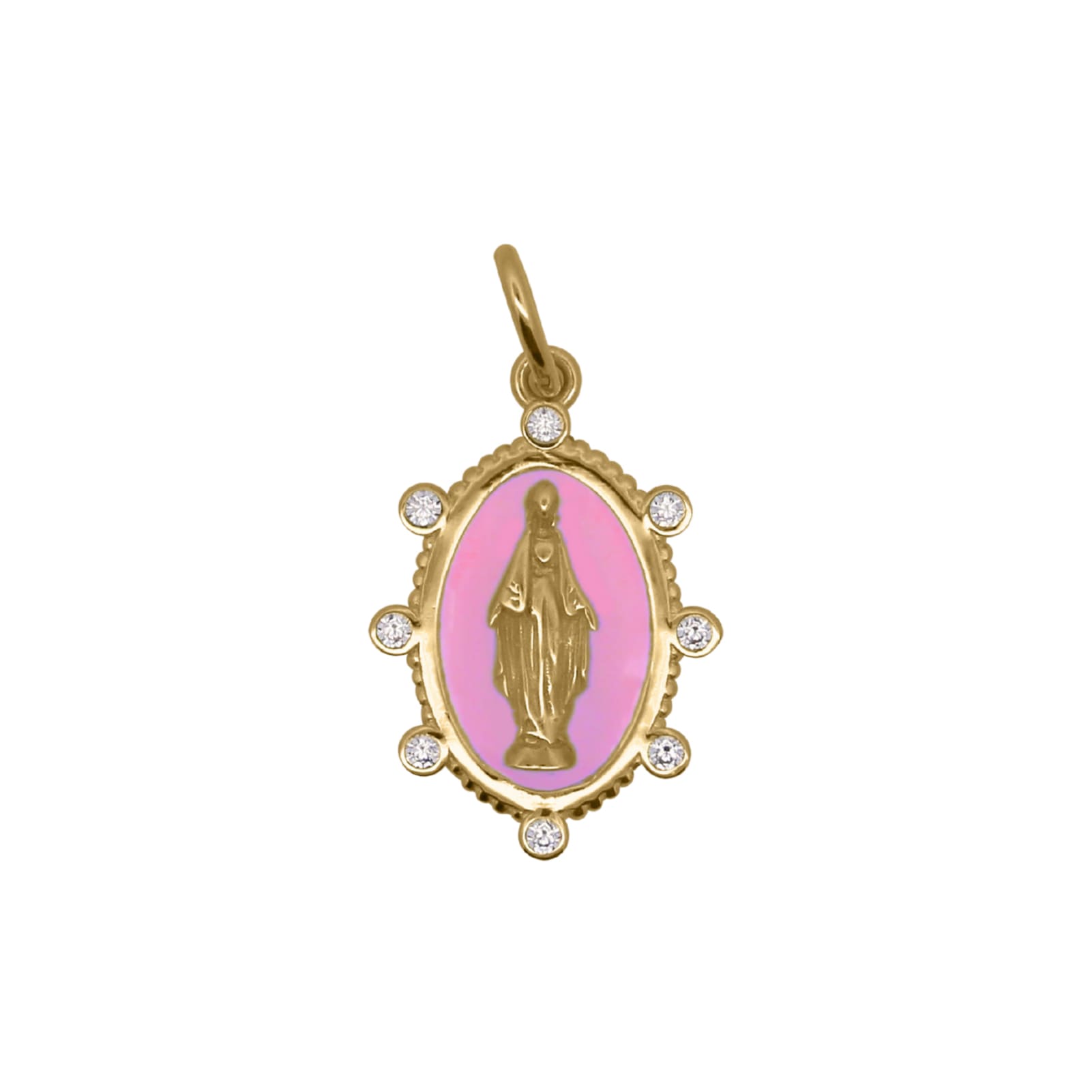 Charm Bar Rue Des Mille argento smaltato rosa con Madonna MISURA UNICA