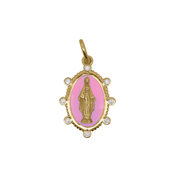 Charm Bar Rue Des Mille argento smaltato rosa con Madonna MISURA UNICA