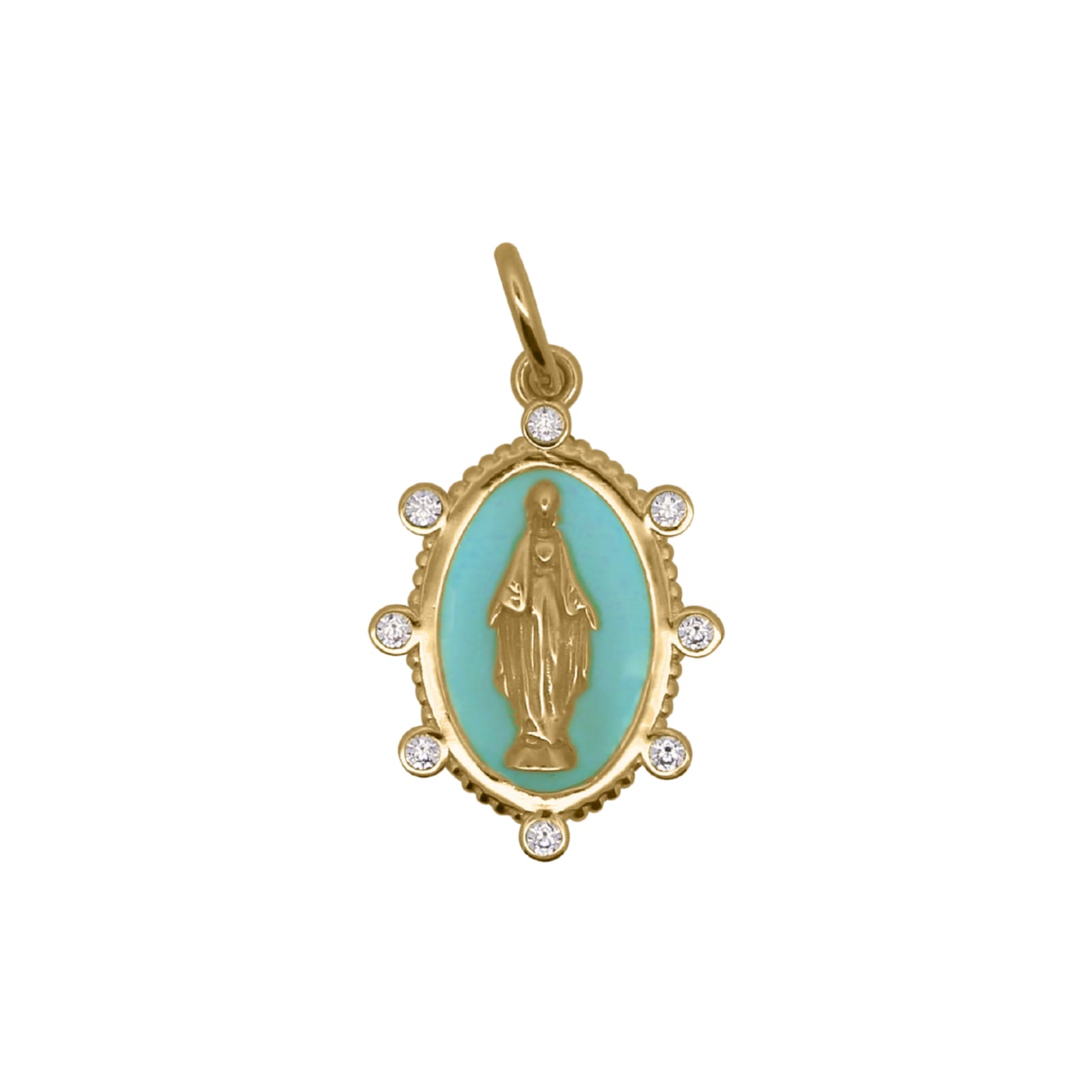Charm Bar Rue Des Mille argento smaltato turchese Madonna MISURA UNICA