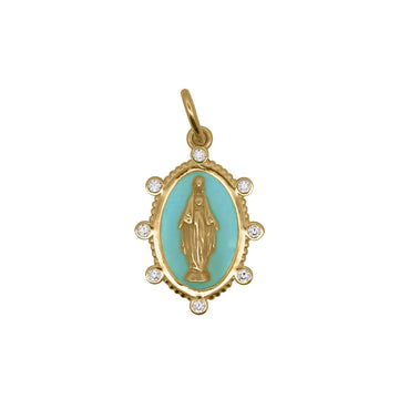Charm Bar Rue Des Mille argento smaltato turchese Madonna MISURA UNICA