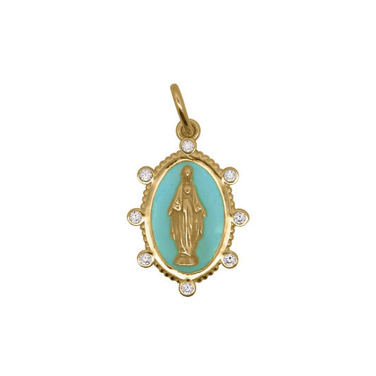 Charm Bar Rue Des Mille argento smaltato turchese Madonna MISURA UNICA