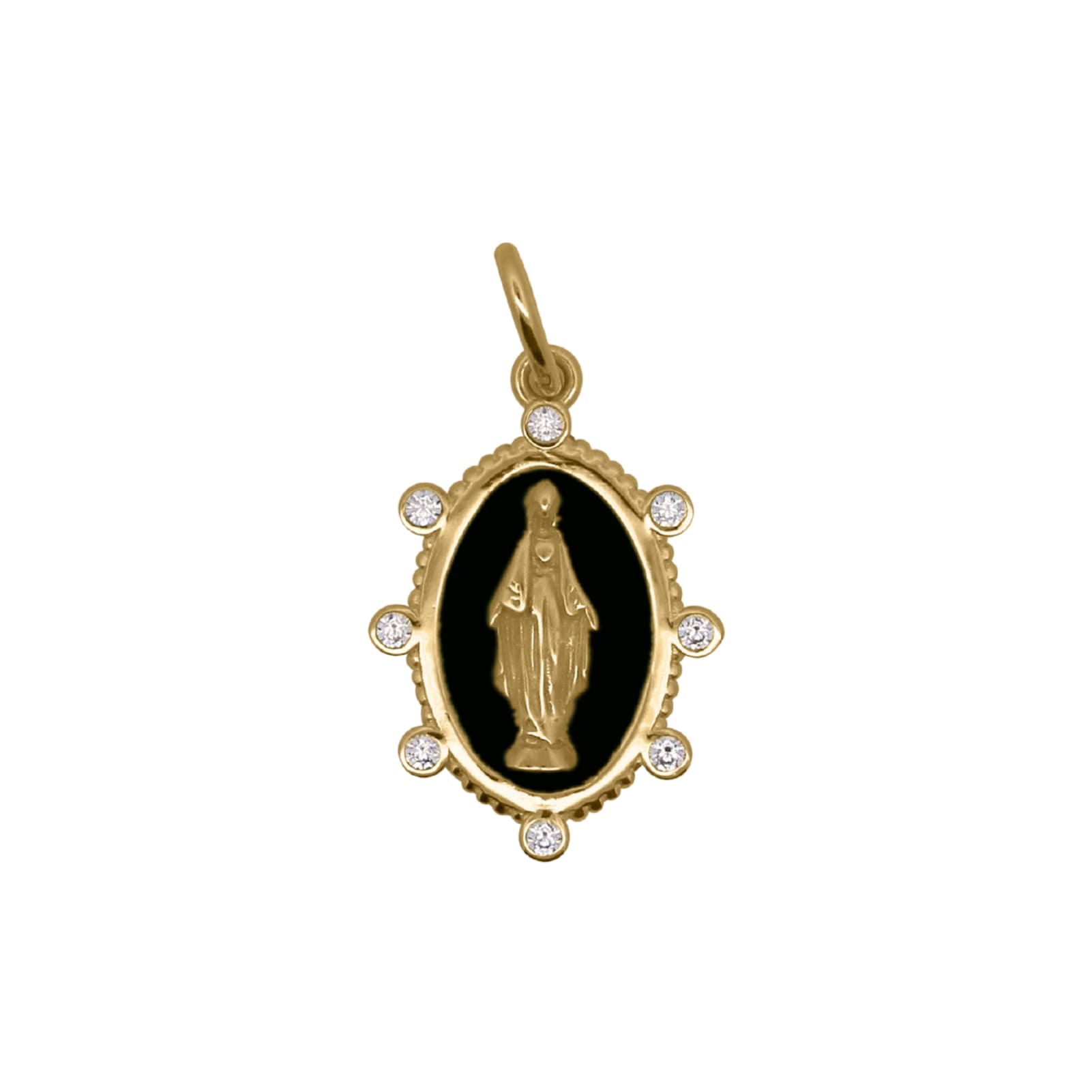 Charm Bar Rue Des Mille argento smaltato nero con Madonna MISURA UNICA