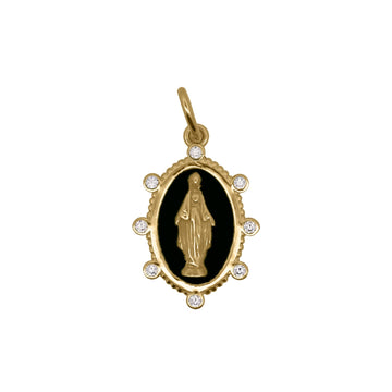 Charm Bar Rue Des Mille argento smaltato nero con Madonna MISURA UNICA