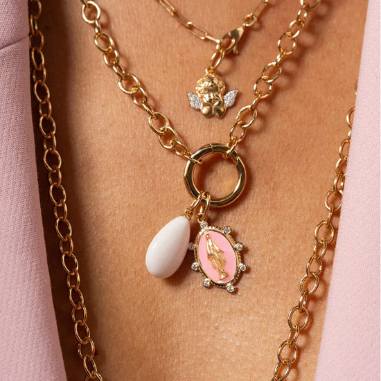 Charm Bar Rue Des Mille in argento dorato con giada bianca MISURA UNICA