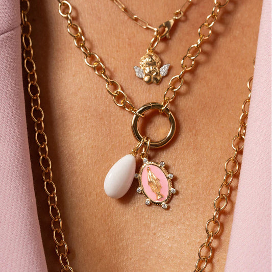 Charm Bar Rue Des Mille in argento dorato con giada bianca MISURA UNICA