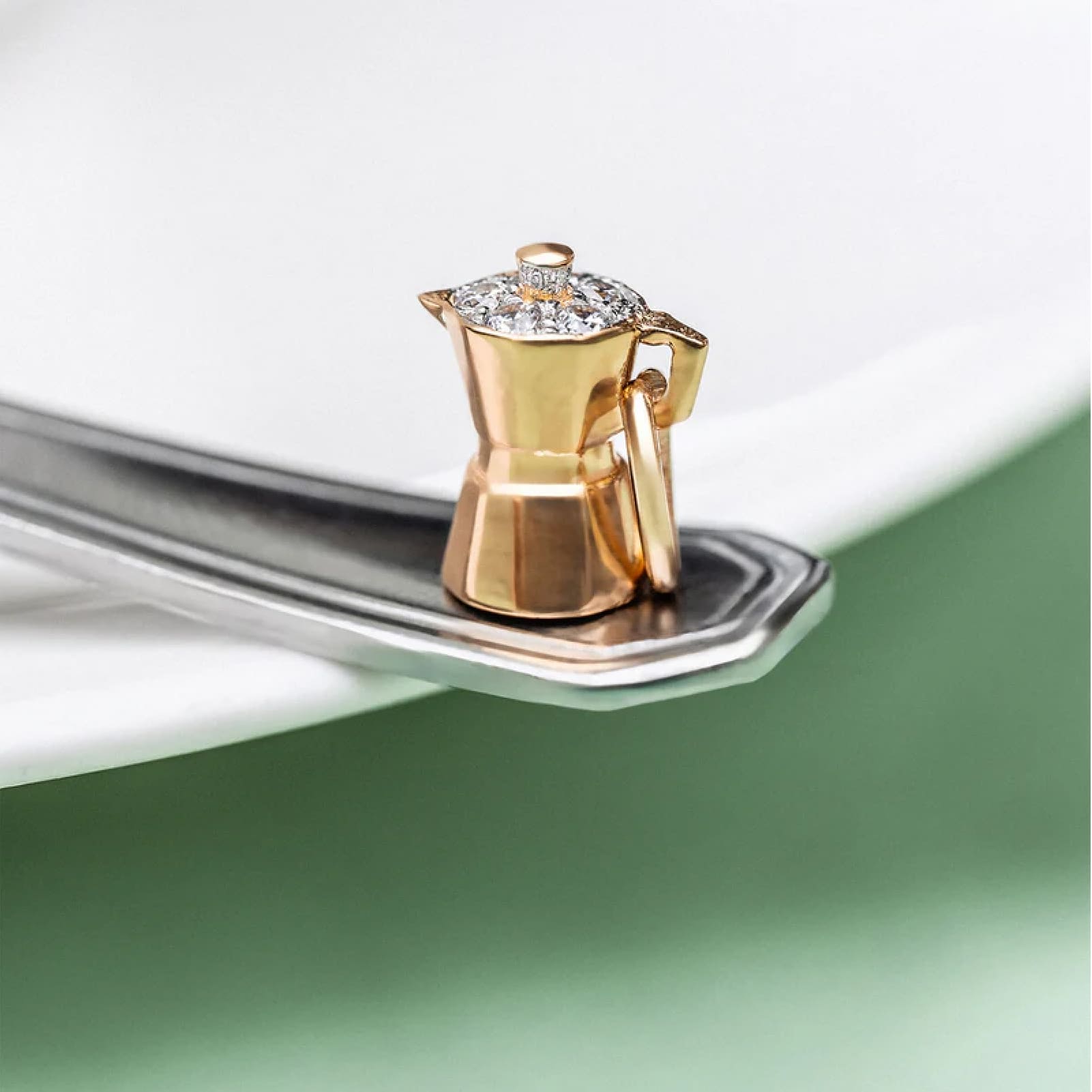 Charm Bar Rue Des Mille argento dorato a moka con zirconi MISURA UNICA