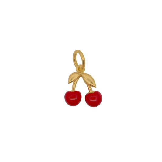 Charm Bar Rue Des Mille argento dorato a ciliegie smaltate MISURA UNICA