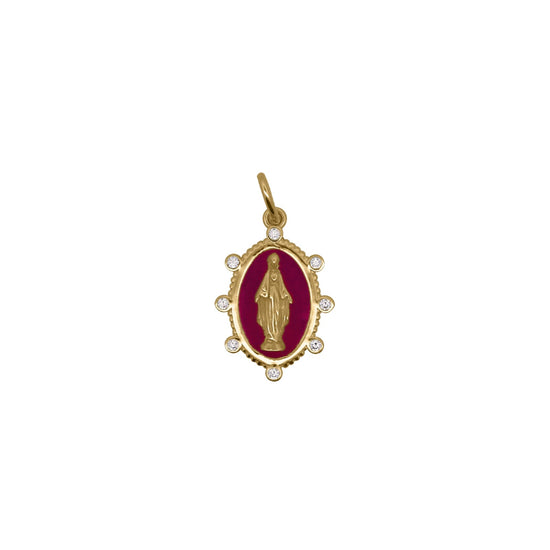 Charm Bar Rue Des Mille Madonnina argento smaltato burgundy MISURA UNICA