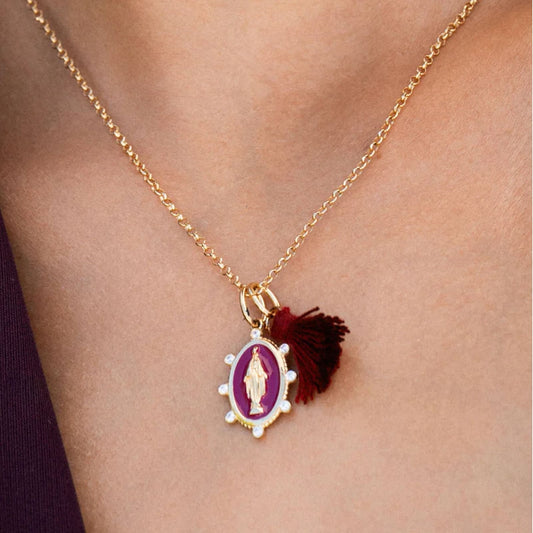 Charm Bar Rue Des Mille Madonnina argento smaltato burgundy MISURA UNICA