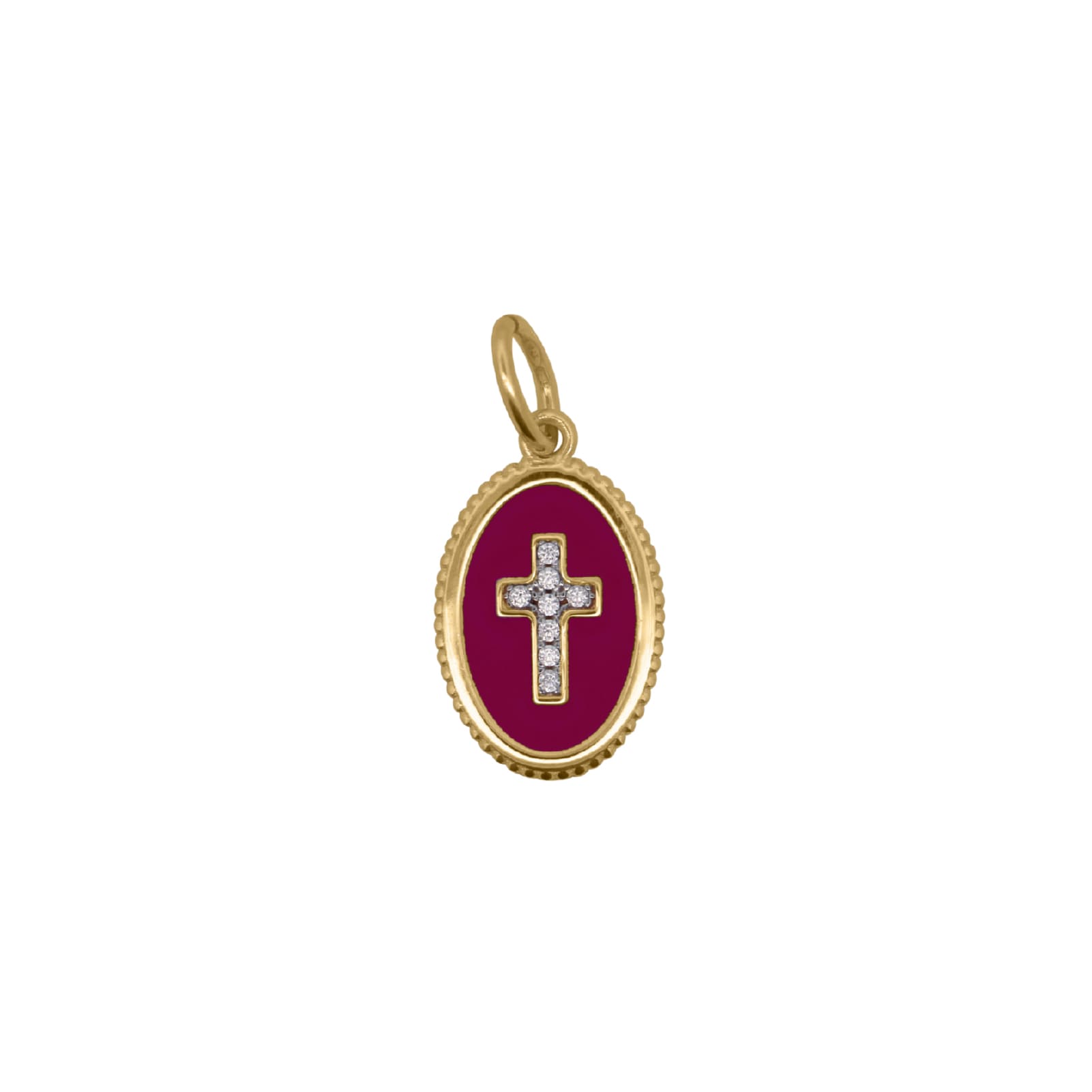 Charm Bar Rue Des Mille croce in argento smaltato burgundy MISURA UNICA