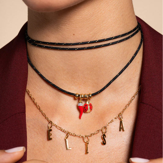 Charm Bar Rue Des Mille coccinella argento smaltato e zirconi MISURA UNICA
