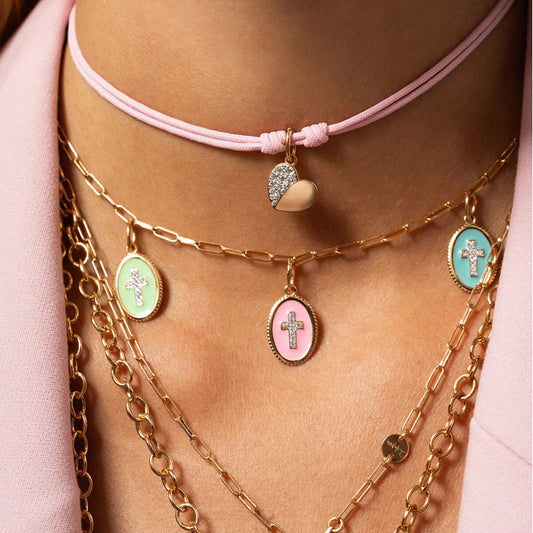 Collana da donna Rue Des Mille in tessuto di colore rosa MISURA UNICA
