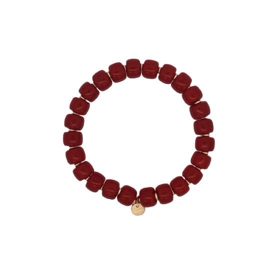 Bracciale elastico Rue Des Mille Charm Bar cilindri burgundy elastico