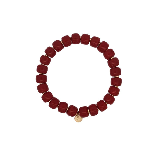 Bracciale elastico Rue Des Mille Charm Bar cilindri burgundy elastico