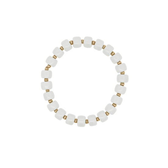 Bracciale elastico Rue Des Mille Charm Bar cilindri bianchi elastico