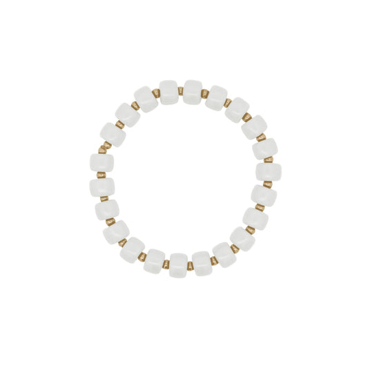 Bracciale elastico Rue Des Mille Charm Bar cilindri bianchi elastico