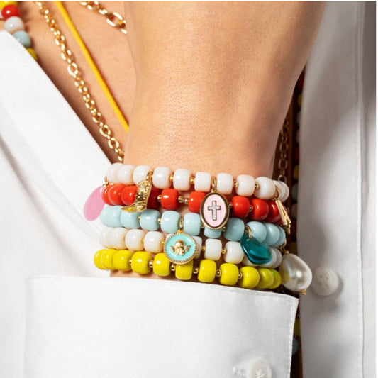 Bracciale elastico Rue Des Mille Charm Bar cilindri rossi elastico