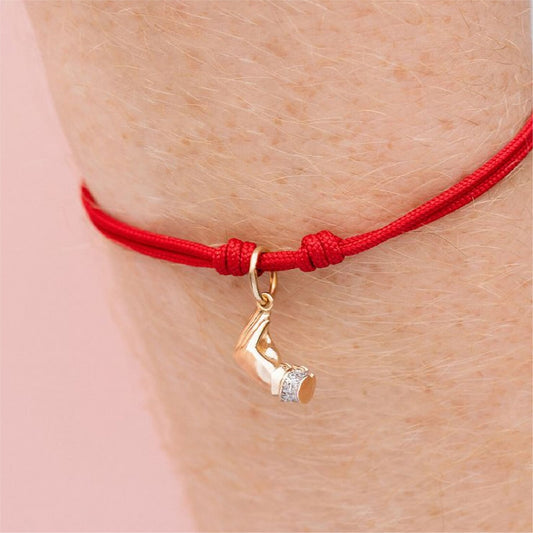 Bracciale regolabile Rue Des Mille Charm Bar in corda rosso REGOLABILE