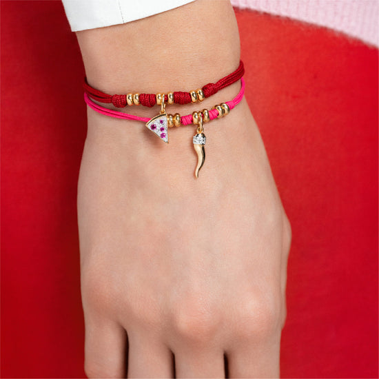 Bracciale Rue Des Mille Charm Bar in corda bordeaux rondelle REGOLABILE