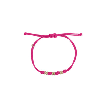 Bracciale Rue Des Mille in tessuto fucsia con rondelle REGOLABILE