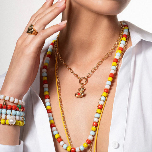 Collana elastica Rue Des Mille Charm Bar cilindri multicolor MISURA UNICA