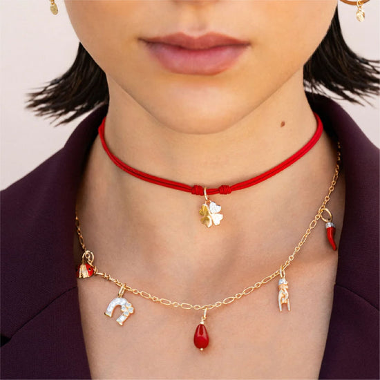 Charm Bar Rue Des Mille in lega RDM quadrifoglio con zirconi MISURA UNICA