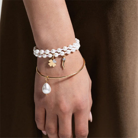 Charm Bar Rue Des Mille in lega RDM quadrifoglio con zirconi MISURA UNICA