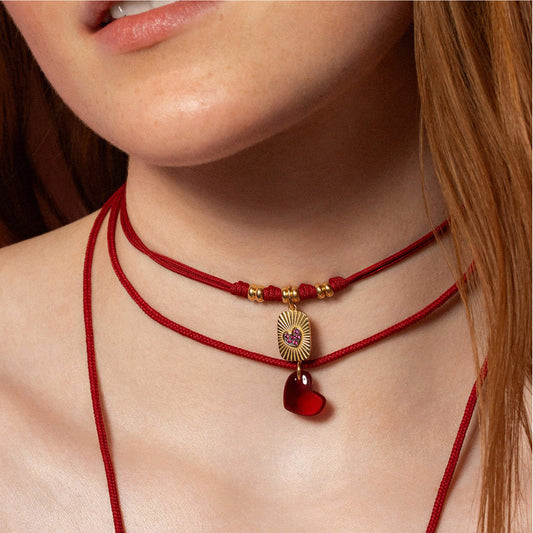 Charm Bar Rue Des Mille in lega RDM cuore zirconi rossi MISURA UNICA