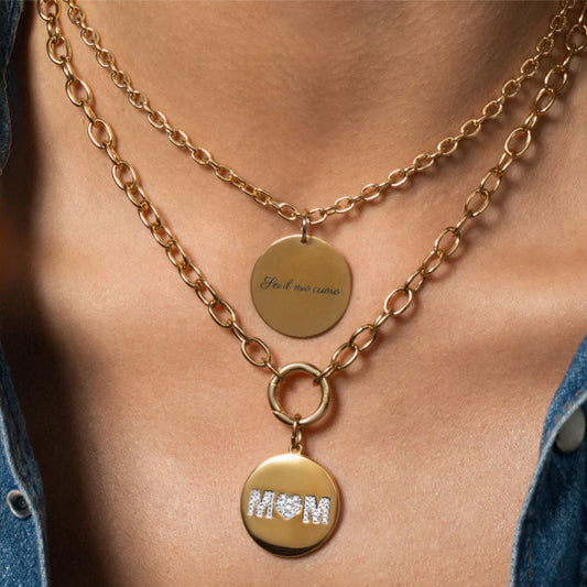 Charm Bar Rue Des Mille in lega RDM medaglia circle mom MISURA UNICA