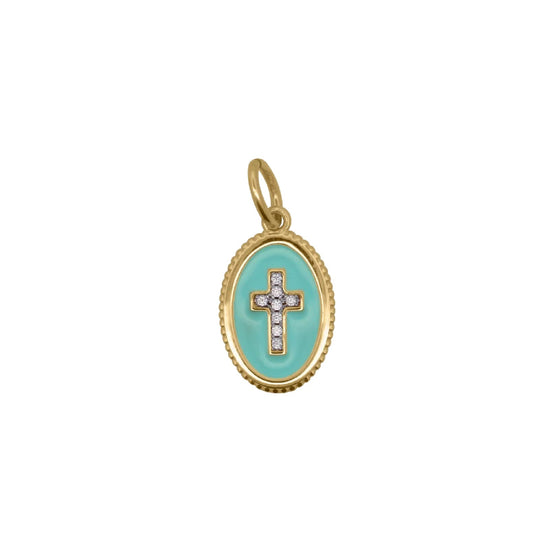 Charm Bar Rue Des Mille in lega RDM croce smalto turchese MISURA UNICA