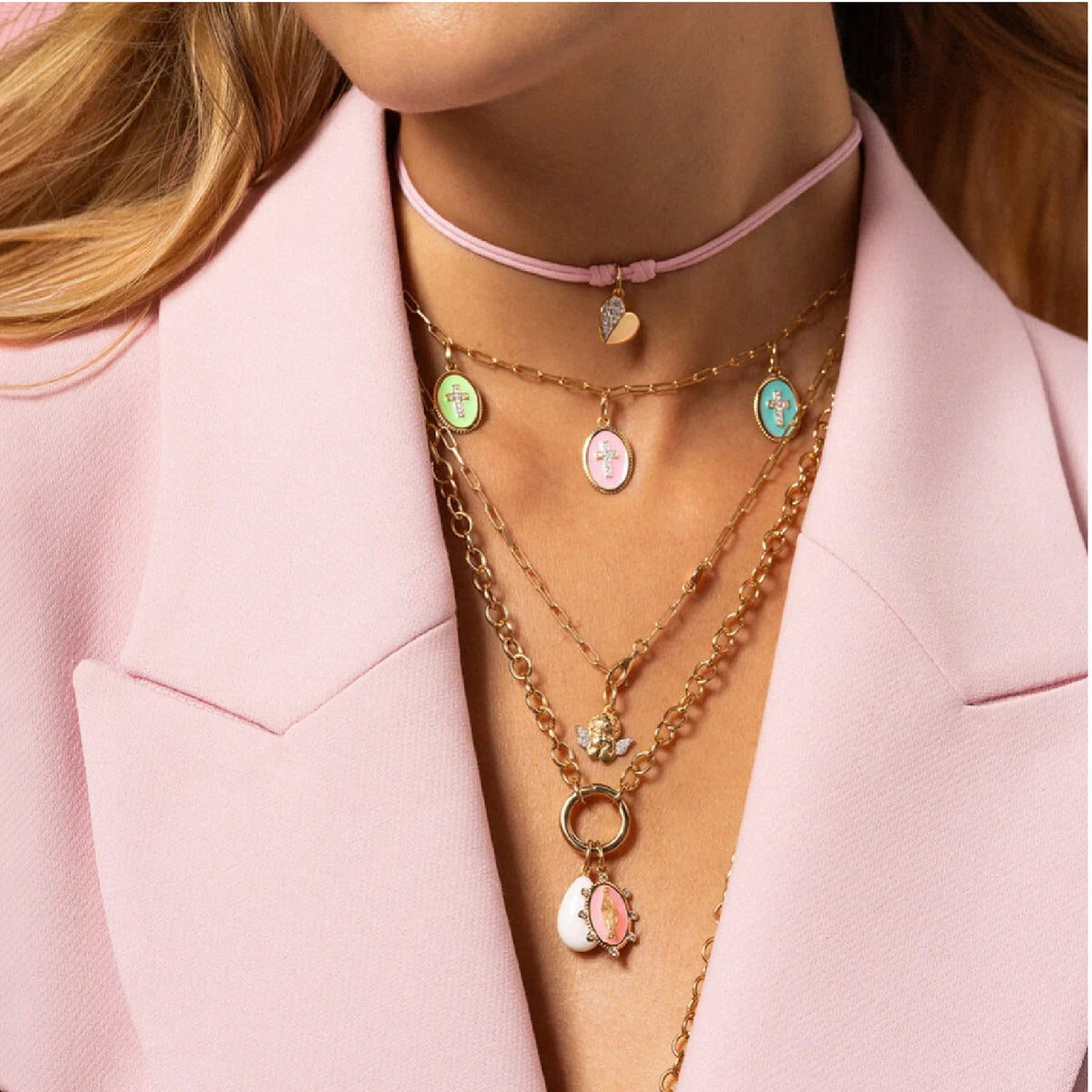 Charm Bar Rue Des Mille in lega RDM croce smalto turchese MISURA UNICA