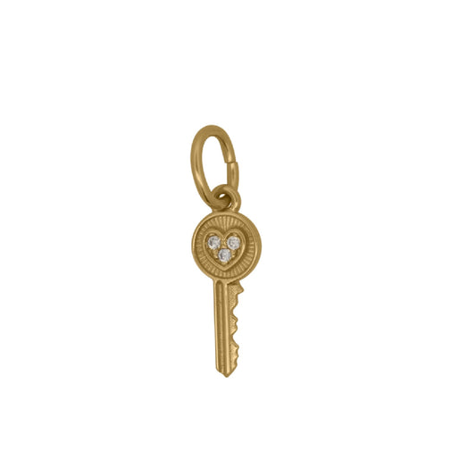 Charm Bar Rue Des Mille in argento dorato con chiave e zirconi MISURA UNICA