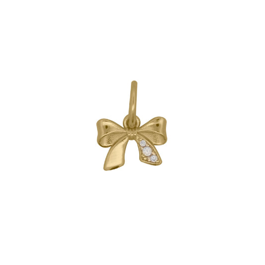 Charm Bar Rue Des Mille in argento dorato con fiocco di zirconi MISURA UNICA