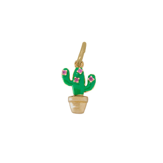 Charm Bar Rue Des Mille in argento dorato con cactus verde MISURA UNICA