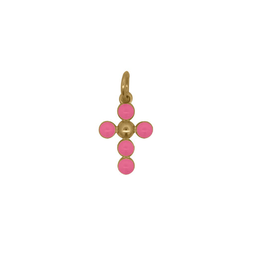 Charm Bar Rue Des Mille in lega RDM croce pallini smalto rosa MISURA UNICA