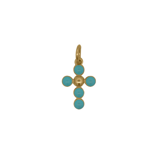 Charm Bar Rue Des Mille in lega RDM croce pallini smalto azzurro MISURA UNICA