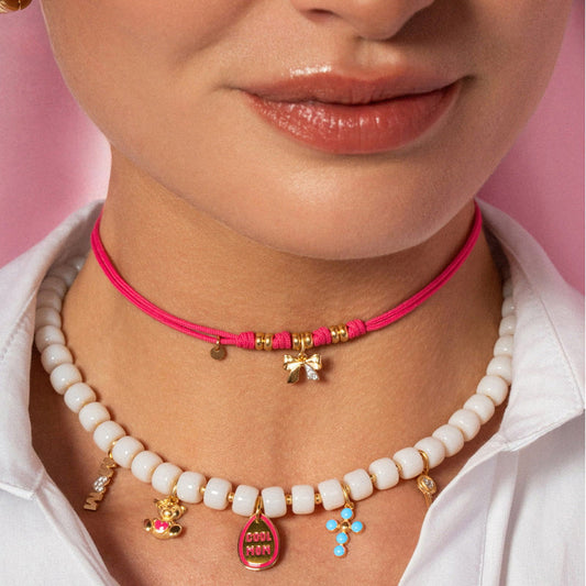 Charm Bar Rue Des Mille in lega RDM croce pallini smalto azzurro MISURA UNICA