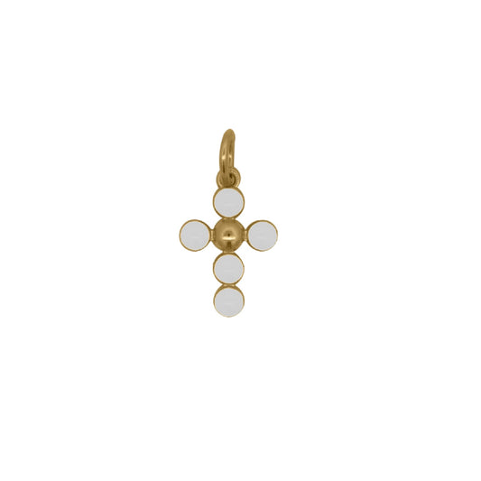 Charm Bar Rue Des Mille in lega RDM croce pallini smalto bianco MISURA UNICA