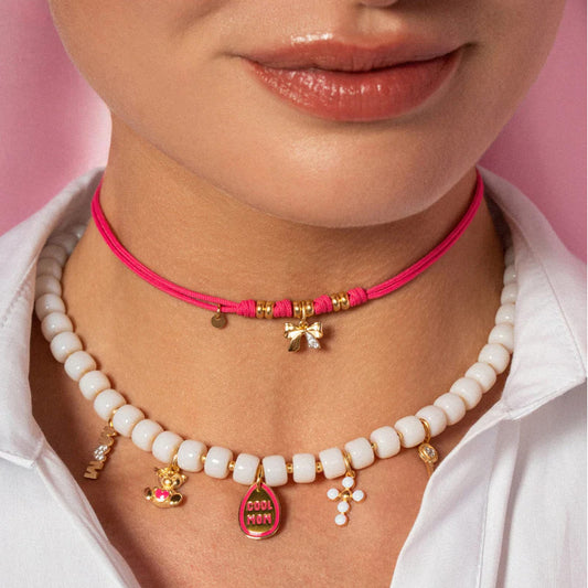 Charm Bar Rue Des Mille in lega RDM croce pallini smalto bianco MISURA UNICA