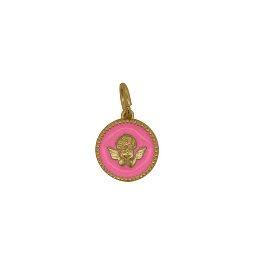 Charm Bar Rue Des Mille in lega RDM e smalto rosa con angelo MISURA UNICA