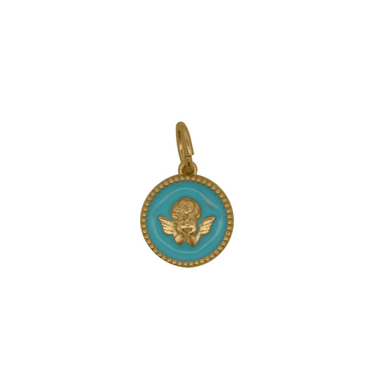 Charm Bar Rue Des Mille in lega RDM e smalto azzurro con angelo MISURA UNICA